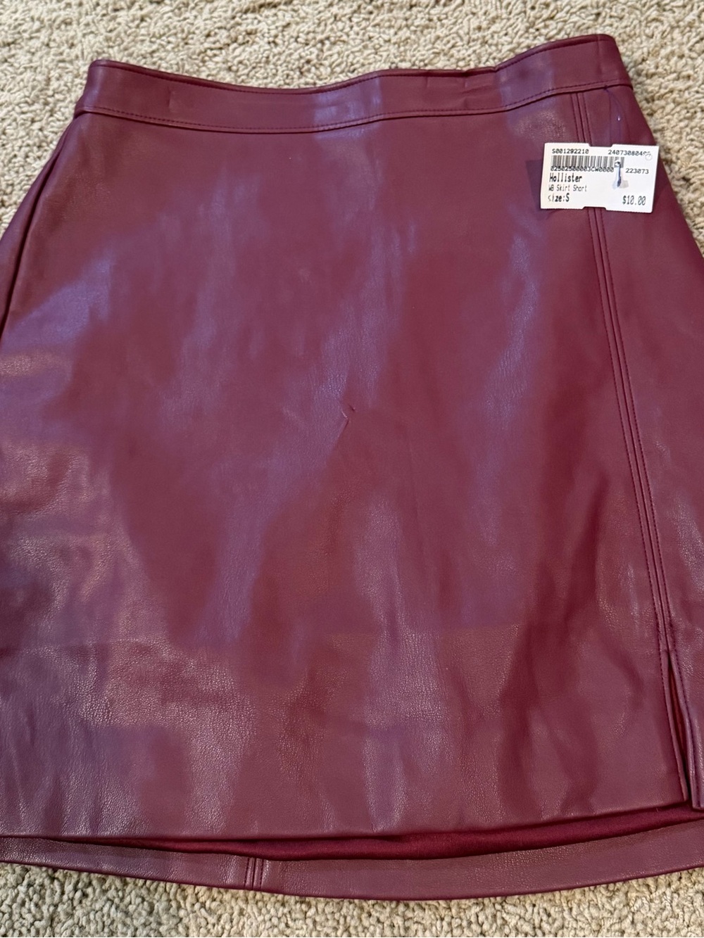 Hollister Burgundy Faux Leather Mini Skirt